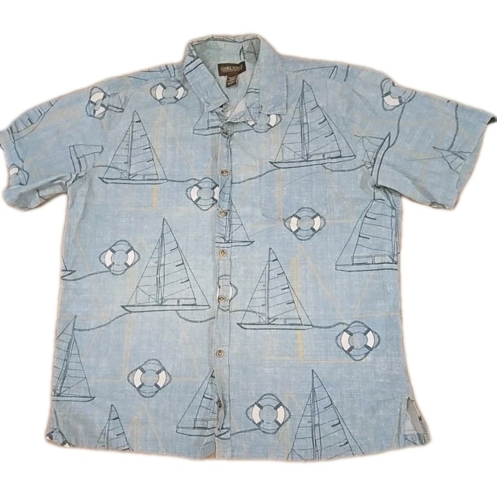 VTG Cooke Street Hawaiian Shirt Men XL Reverse Print Sailing 90s Beach Dad USA‎